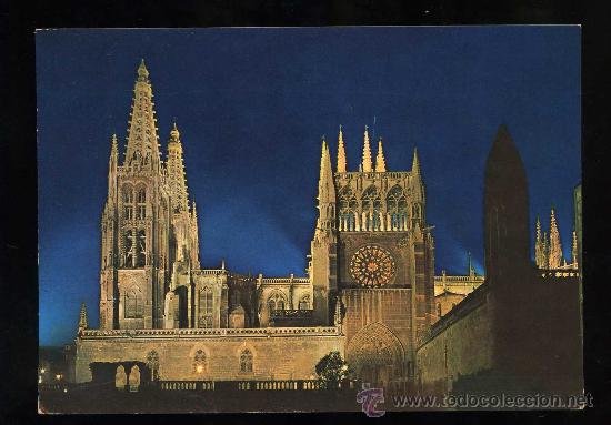 Cartoline: Burgos. *La Catedral. Vista nocturna* Marino Royuela n&ordm; 13. Nueva.