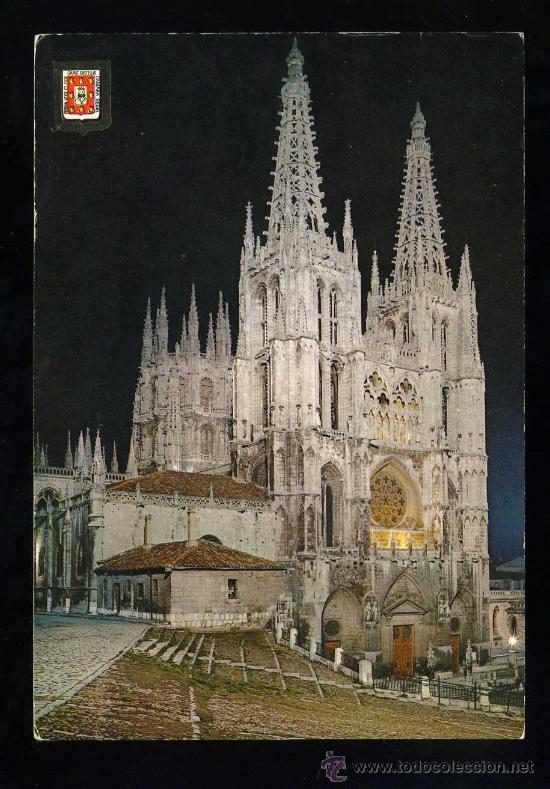 Cartoline: Burgos. *La Catedral. Vista nocturna* A. Subirats Casanovas n&ordm; 29. Circulada 1966.