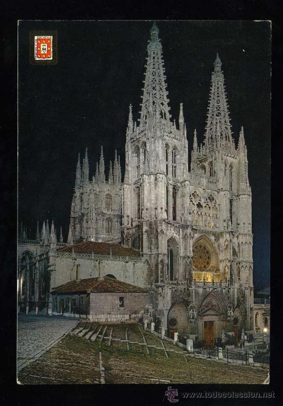 Postales: Burgos. *La Catedral. Vista nocturna* A. Subirats Casanovas n&ordm; 29. Circulada 1971.