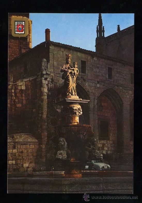 Cartoline: Burgos. *Fuente y Plaza de Santa Mar&iacute;a* Ed. subirats casanovas s. a. n&ordm; 106. Escrita.