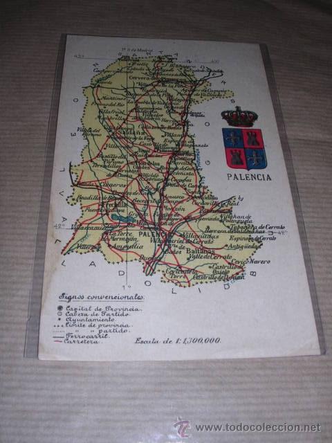 Postales: POSTAL MAPA DE PALENCIA -14X9 CM. - Foto 1