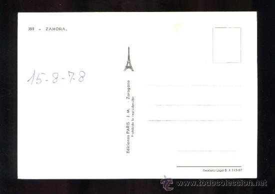 Postales: Zamora. Ed. Paris n&ordm; 399. Escrita. - Foto 2