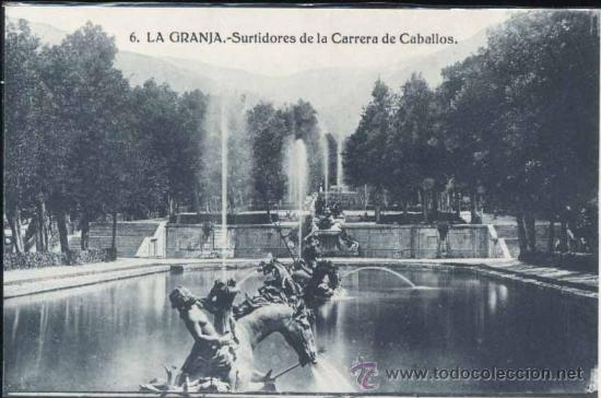 Postales: LA GRANJA (SEGOVIA).- SURTIDORES DE LA CARRERA DE CABALLOS