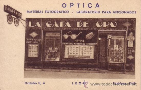Postales: POSTAL PUBLICITARIA DE LA GAFA DE ORO - LEON - Foto 1