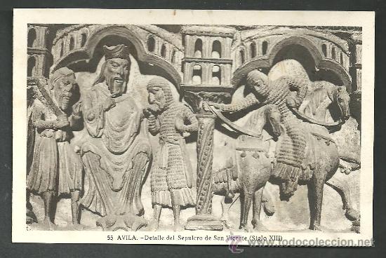 Postales: AVILA DETALLE DEL SEPULCRO DE SAN VICENTE S XIII