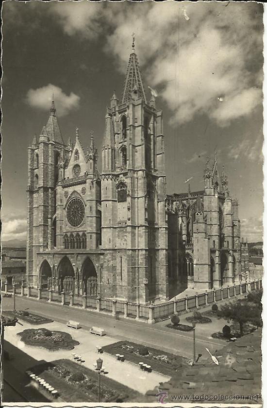 Postales: POSTAL: LEON - FACHADA PRINCIPAL DE LA CATEDRAL.