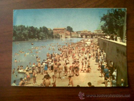 Postales: POSTAL VALLADOLID-PLAYA EN EL RIO PISUERGA-CIRCULADA