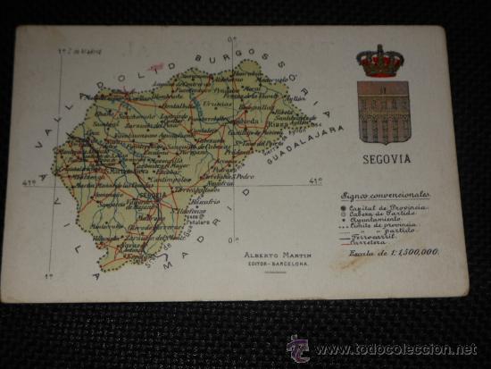 Postales: TARJETA POSTAL MAPA DE SEGOVIA - Foto 1