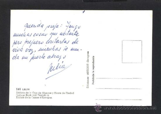 Postales: Le&oacute;n. *Edificio de la Caja de Ahorros...*  Ed. Artigot n&ordm; 148. Escrita. - Foto 2