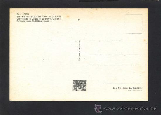 Postales: Le&oacute;n. *Edificio de la Caja...*  Ed. A. G. Cobas n&ordm; 34. Nueva. - Foto 2