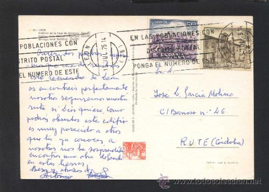 Postales: Le&oacute;n. *Edificio de la Caja...* Ed. Hijos F. Alonso n&ordm; 34. Circulada - Foto 2