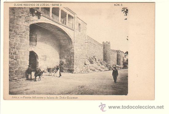 Postales: AVILA.- PUERTA DEL RASTRO Y Y BALCON DE DO&Ntilde;A GUIOMAR