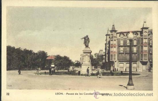 Postales: LE&Oacute;N.- PASEO DE LOS CONDES DE SAGASTA - Foto 1