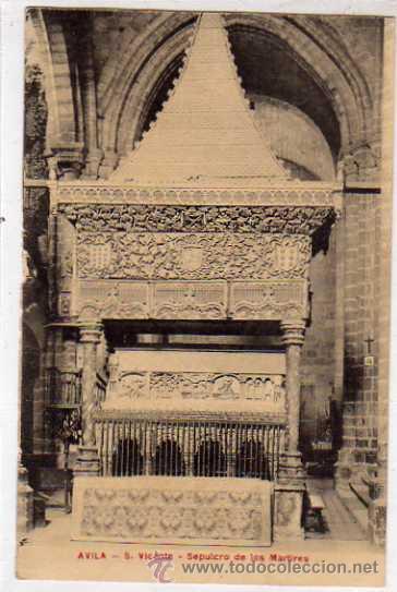 Postales: Avila. S. Vicente. Sepulcro de los Martires. Martin Avila. Escrita. Sin circular.