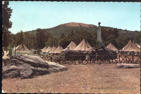 Postales: BOSQUE DE VALSAIN (SEGOVIA).- CAMPAMENTO DE DE ROBLEDO DE LAS MILICIAS UNIVERSITARIAS