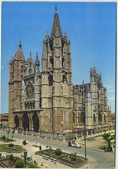 Postales: POSTAL DE LEON - FACHADA PRINCIPAL DE LA CATEDRAL N&ordm; 11     P-CASTLE-426