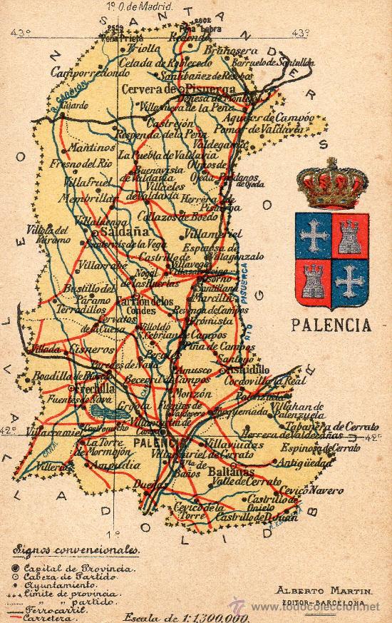 Postales: Palencia. Escudo y mapa - Foto 1