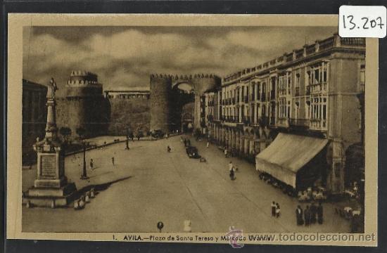 Postales: AVILA - 1 - PLAZA DE SANTA TERESA Y MERCADO GRANDE - HELIOTIPIA ARTISTICA - (13.207)