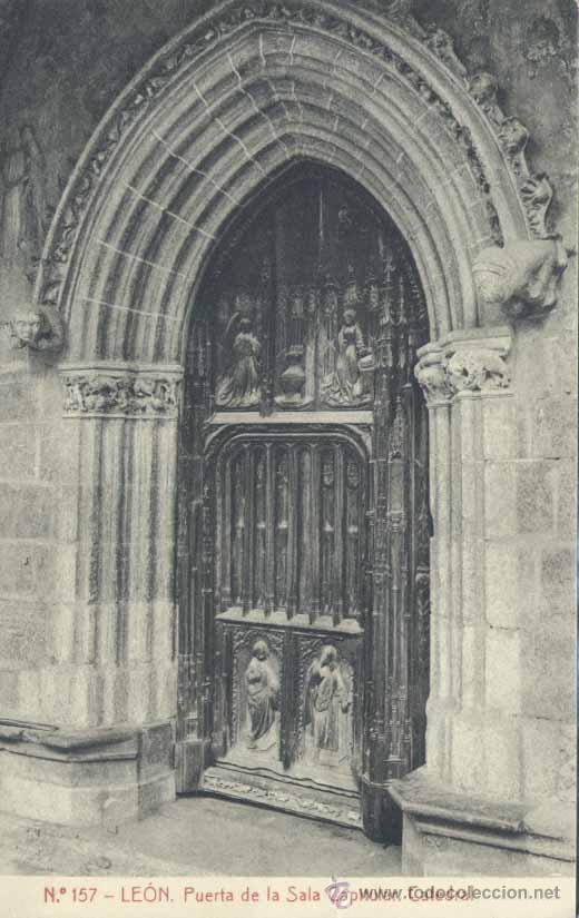 Postales: LE&Oacute;N.- PUERTA DE LA SALA CAPITULAR. CATEDRAL - Foto 1