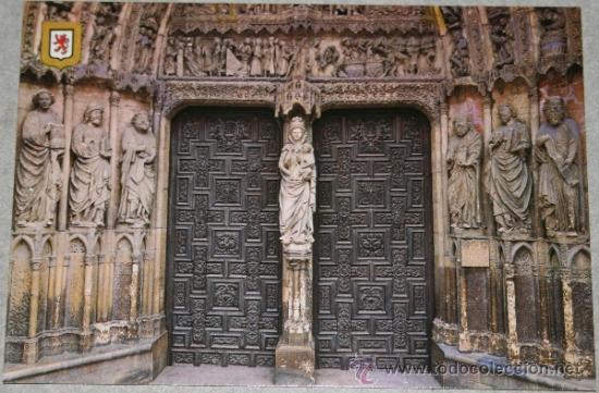 Postales: Postal de la puerta de Nuestra Se&ntilde;ora la Blanca de la catedral de Le&oacute;n