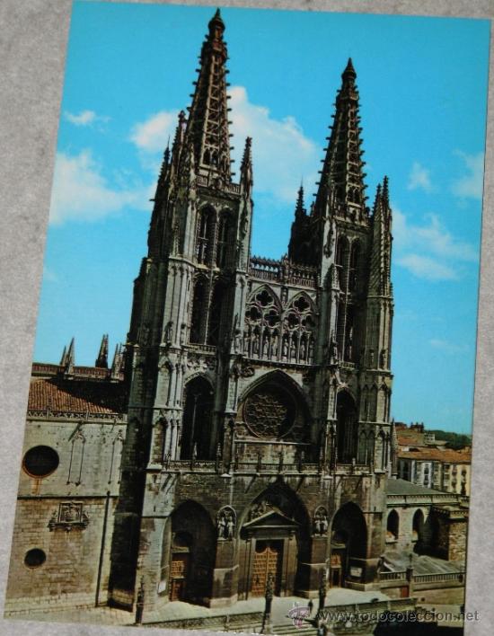 Postales: Postal de la fachada principal de la catedral de Burgos