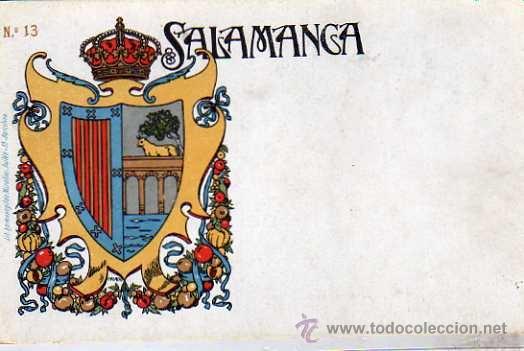 Postales: POSTAL EDITADA EN EL SIGLO XIX. N&ordm; 13. ESCUDO DE SALAMANCA. LIT HERMENEGILDO MIRALLES.