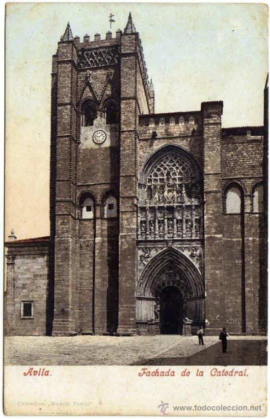 Postales: PRECIOSA POSTAL - AVILA - FACHADA DE LA CATEDRAL - AMBIENTADA