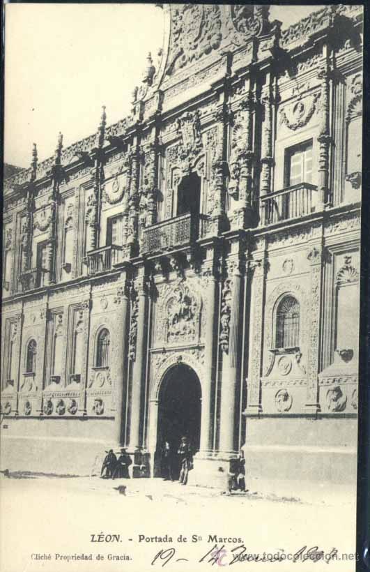 Postales: LE&Oacute;N.- PORTADA DE SAN MARCOS - Foto 1