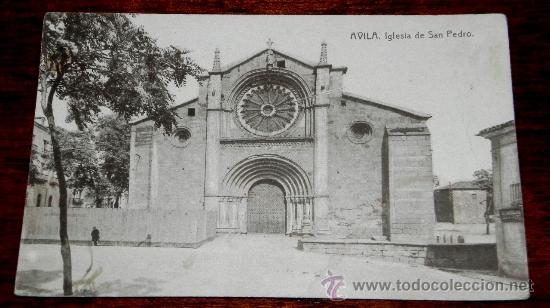 Postales: ANTIGUA POSTAL DE AVILA, IGLESIA DE SAN PEDRO, FOTOTIPIA THOMAS, ED. PEDRO GIMENEZ, CIRCULADA
