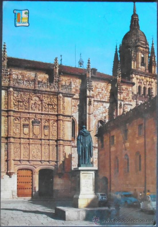 Postcards: (4474)POSTAL ESCRITA,FACHADA DE LA UNIVERSIDAD CON ESTATUA DE FRAY LUIS DE LEON,SALAMANCA,SALAMANCA,