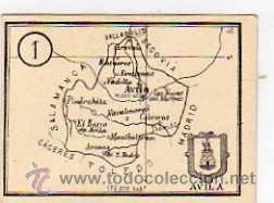 Postales: Cromo con plano de la provincia de Avila. 5 x 6 cm.
