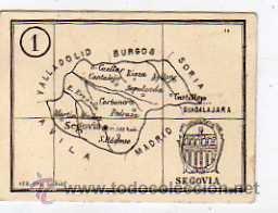 Postales: Cromo con plano de la provincia de Segovia. 5 x 6 cm.