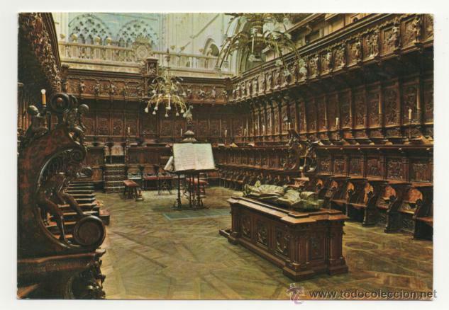 Postales: Postal , Coro Borgo&ntilde;&oacute;n, siglo XVI  de la Catedral de Burgos ( escrita y circulada )