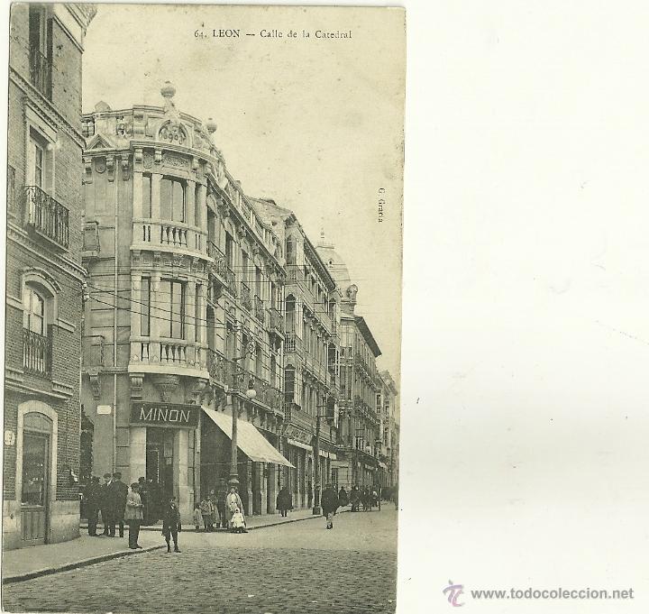 Postales: LE&Oacute;N.- CALLE DE LA CATEDRAL - Foto 1