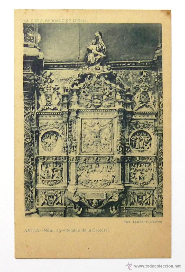 Postales: ANTIGUA POSTAL DE AVILA. CLICH&Eacute; A. REDONDO DE ZU&Ntilde;IGA. N&ordm; 25, RETABLO DE LA CATEDRAL.