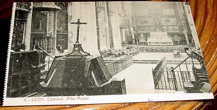 Postales: ANTIGUA FOTO POSTAL DE CASTILLA LEON - LEON - CATEDRAL - ALTAR MAYOR - NO CIRCULADA - ED. THOMAS.