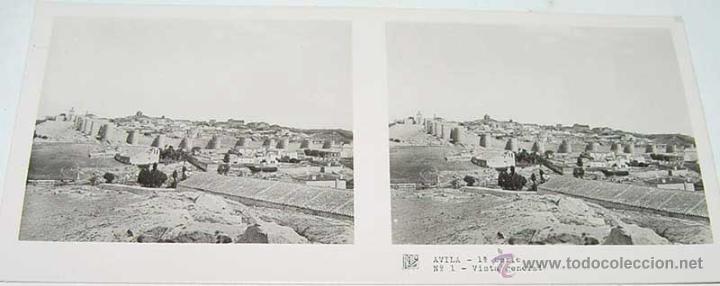 Postales: ANTIGUA FOTO ESTEREOSCOPICA DE AVILA. VISTA GENERAL- 1&ordf; SERIE NUM. 1 - MIDE 13 X 6 CMS. APROXIMADAME