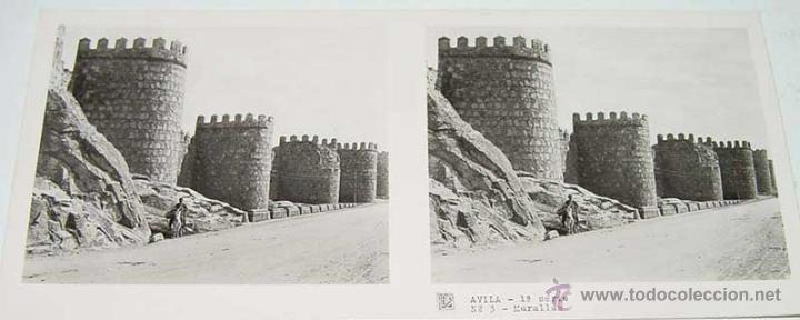 Postales: ANTIGUA FOTO ESTEREOSCOPICA DE AVILA. MURALLAS - 1&ordf; SERIE NUM. 3 - MIDE 13 X 6 CMS. APROXIMADAMENTE.