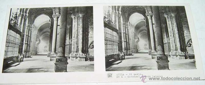 Postales: ANTIGUA FOTO ESTEREOSCOPICA DE AVILA. CATEDRAL, NAVE LATERAL - 1&ordf; SERIE NUM. 4 - MIDE 13 X 6 CMS. AP