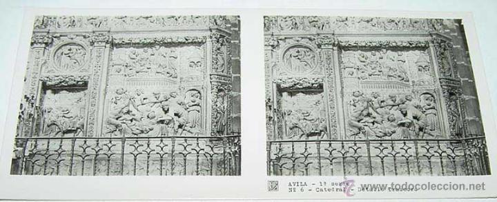 Postales: ANTIGUA FOTO ESTEREOSCOPICA DE AVILA. CATEDRAL, DETALLE TRASCORO - 1&ordf; SERIE NUM. 6 - MIDE 13 X 6 CMS