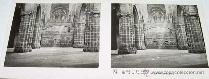 Postales: ANTIGUA FOTO ESTEREOSCOPICA DE AVILA. CATEDRAL, NAVE CENTRAL - 1&ordf; SERIE NUM. 14 - MIDE 13 X 6 CMS. A