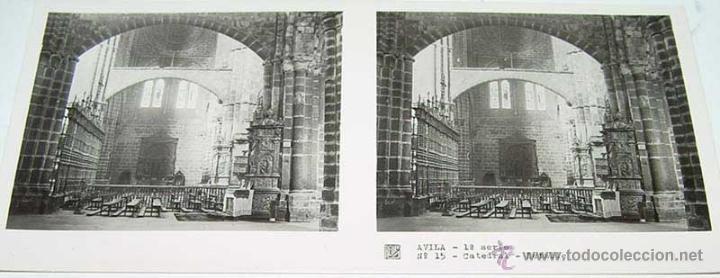 Postales: ANTIGUA FOTO ESTEREOSCOPICA DE AVILA. CATEDRAL,  1&ordf; SERIE NUM. 15 - MIDE 13 X 6 CMS. APROXIMADAMENTE