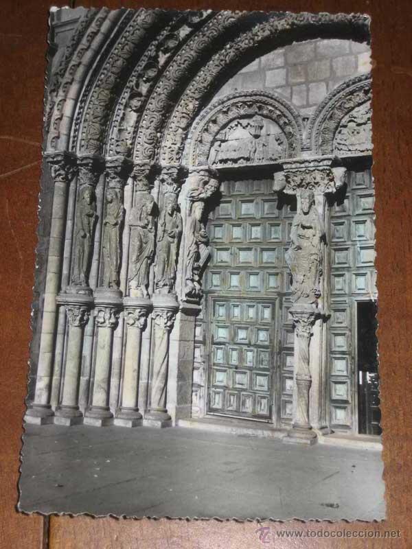 Postales: ANTIGUA FOTO COLOREADA - TAMA&Ntilde;O POSTAL DE AVILA - PUERTA ROMANICA DE S. VICENTE, COLUMNAS DE LA CATE