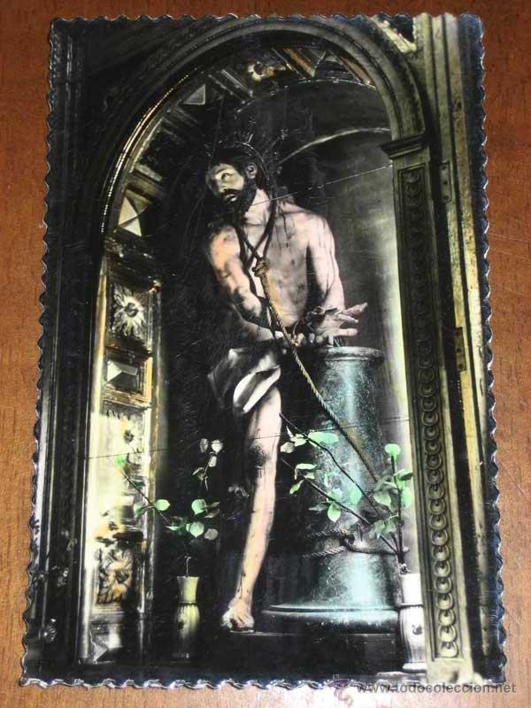 Postales: ANTIGUA FOTO POSTAL COLOREADA DE AVILA - N&ordm; 39 - JESUS ATADO A LA COLUMNA CTO. PP. CARMELITAS - ED.