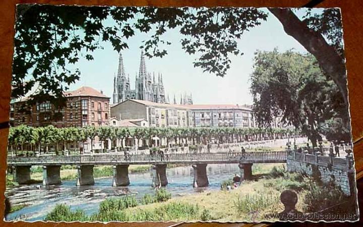 Postcards: ANTIGUA FOTO POSTAL DE BURGOS - RIO ARLAZON Y AVD. DEL GENERALISIMO - ED. GARCIA GARRABELLA - NO CIR