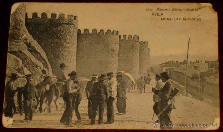 Postales: ANTIGUA POSTAL DE AVILA - MURALLAS ANTIGUAS - ED. HAUSER Y MENET - CIRCULADA - CON ALGUN DESPERFECTO