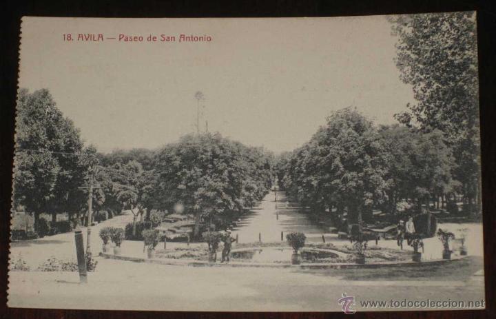 Postales: ANTIGUA POSTAL DE AVILA - PASEO DE SAN ANTONIO - ED. LUCAS MARTIN - CASTA&Ntilde;EIRA 18 - SIN CIRCULAR