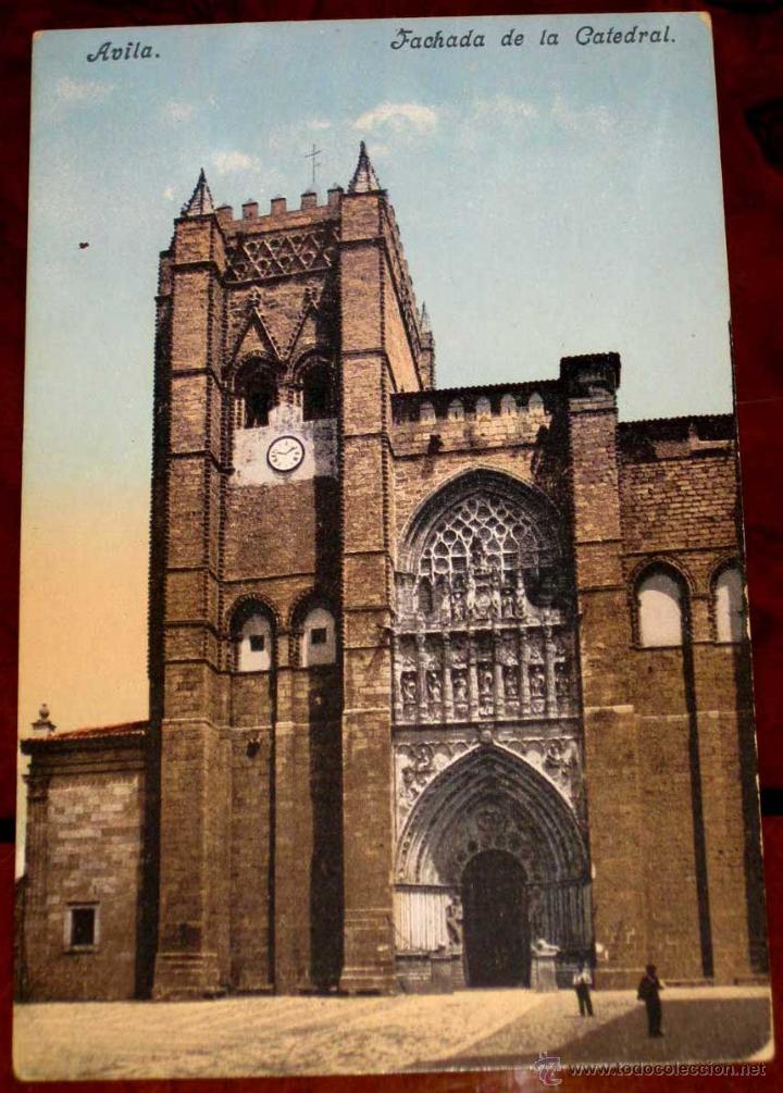 Postales: ANTIGUA POSTAL DE AVILA - FACHADA DE LA CATEDRAL - PURGER &amp; CO. 3702 - SIN CIRCULAR