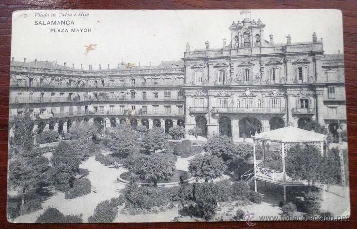 Postales: ANTIGUA POSTAL DE SALAMANCA - PLAZA MAYOR - N&ordm; 7 - VIUDA DE CALON E HIJO - CIRCULADA.