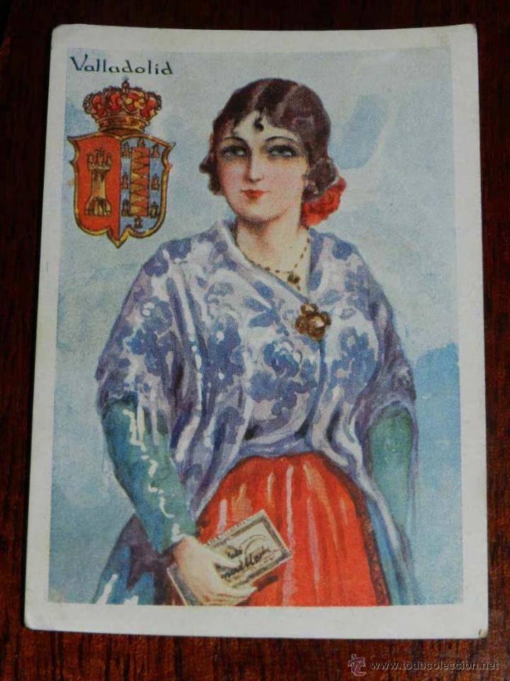 Postales: ANTIGUO CROMO DE VALLADOLID, TRAJE REGIONALE - PUBLICIDAD DE CHOCOLATES AMATLLER - MIDE UN POQUITO M